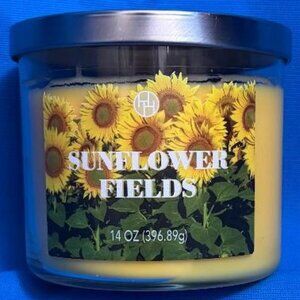 NEW SUNFLOWER FIELDS CANDLE 14 OUNCES SUNFLOWERS & JASMINE & WHITE SANDALWOOD